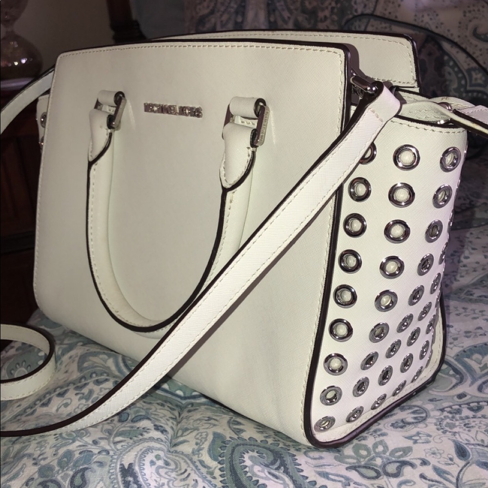 Michael Kors white bag with silver studs